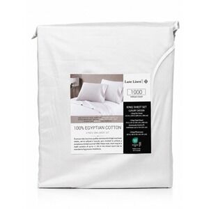 Lane Linen 1000 TC Egyptian Cotton King Sheet Set White Luxury Sateen NIP